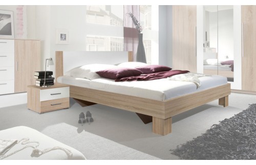 Krevet ANNA s noćnim ormarićem (bijela-hrast)