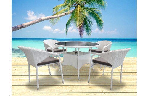 Vrtna garnitura Coffetime (dve barvi)-Bela