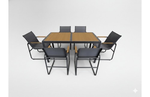 Vrtni jedilni set Javor (antracit, stol i 6 stolov)