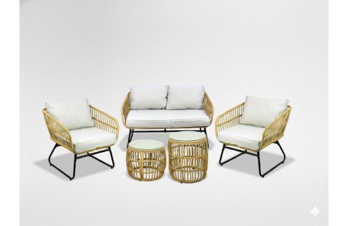 Vrtni set Brazar s sofom (2 stolicama i 2 mizicama, smeđa/siva)