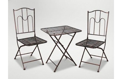 Vrtni set Nolin s kvadratno stolom i 2 stolicama (antično smeđa)