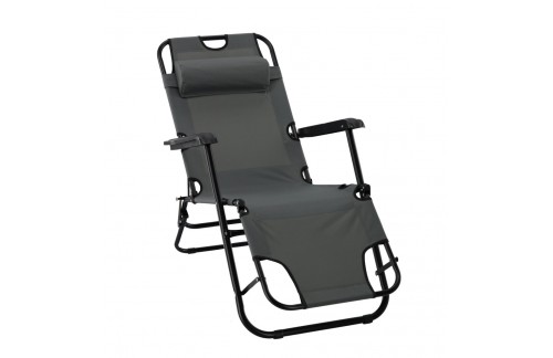 Sklopiva vrtna ležaljka Bilek s jastukom za glavu (siva)